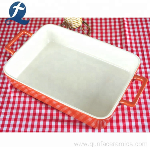 Creative ceramic rectangle stoneware bakeware baking tray